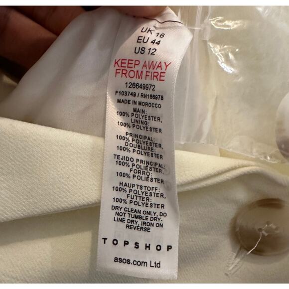 TOPSHOP New Womens 90s Double Breasted Oversized Blazer Cream 12 Academia Career - Picture 9 of 13